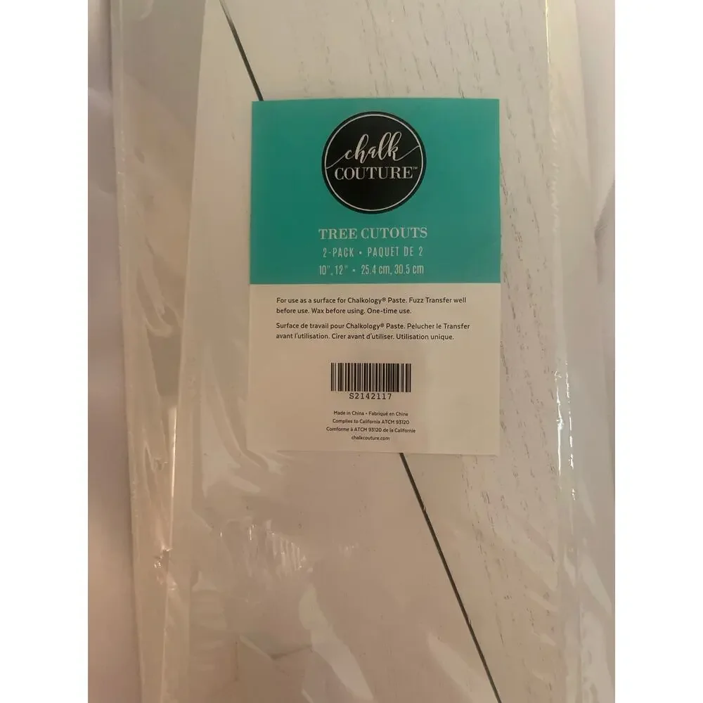 NWT Chalk Couture 2 Pack Christmas Tree‎ Wood Surface Cutouts